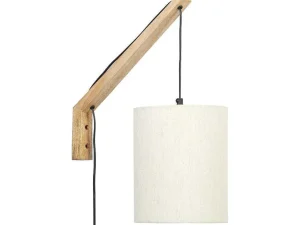 Best Sale Scandinavische Wandlamp - Mangohout En Stof - D21 X H36 Cm - Licht Naturel En Beige - Paliana Wandlamp