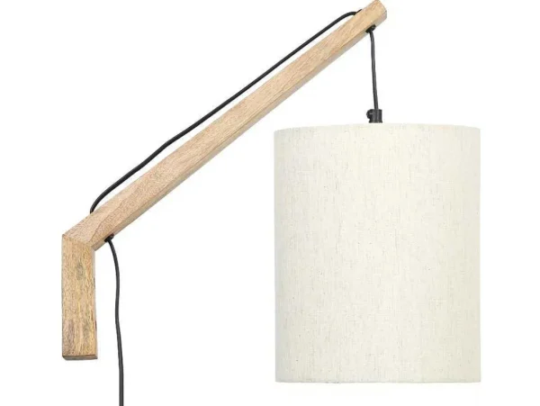 Best Sale Scandinavische Wandlamp - Mangohout En Stof - D21 X H36 Cm - Licht Naturel En Beige - Paliana Wandlamp