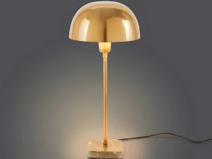 Cheap Schemerlamp Champignon Met Art-Decostijl Amanite - Marmer En Ijzer - 24,5 X 24,5 X 52 Cm - Goudkleurig Lamp