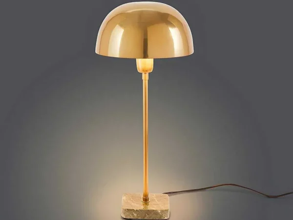 Cheap Schemerlamp Champignon Met Art-Decostijl Amanite - Marmer En Ijzer - 24,5 X 24,5 X 52 Cm - Goudkleurig Lamp