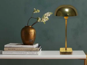 Cheap Schemerlamp Champignon Met Art-Decostijl Amanite - Marmer En Ijzer - 24,5 X 24,5 X 52 Cm - Goudkleurig Lamp