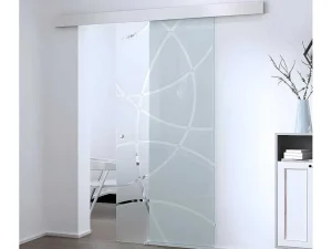 Best Sale Schuifdeur In Opbouw - H205 X L93 Cm - Gehard Glas Schuifdeur