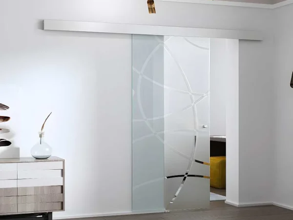 Best Sale Schuifdeur In Opbouw - H205 X L73 Cm - Gehard Glas Schuifdeur