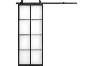 Sale Schuifdeur Wilden - H205 X L83 Cm - Aluminium En Gehard Glas Schuifdeur