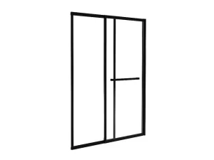 Outlet Schuifdouchewand Mat Zwart Met Handdoekenrek - 120 X 140 Cm - Waimea Badscherm