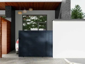Best Sale Schuifpoort Van Antraciet Opengewerkt Aluminium - L374 X 165 Cm - Nazario Hekjes & Poorten