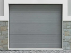 Online Sectionale Garagedeur Grijs Gegroefd Effect Met Motor - Noria Garagedeur