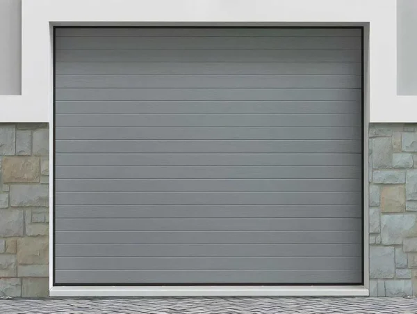 Online Sectionale Garagedeur Grijs Gegroefd Effect Met Motor - Noria Garagedeur