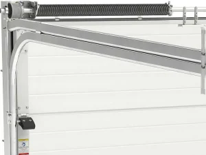 Cheap Sectionale Garagedeur Met Gegroefd Effect En Centrale Grijze Loopdeur Met Motor - Noria Garagedeur