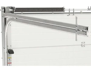 Store Sectionale Garagedeur Met Gegroefd Effect En Centrale Loopdeur - Antraciet - Met -Motor - Noria Garagedeur