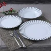 Online Servies 18 Stuks Van Porselein - Wit En Zilver - Dynao Tafelservies