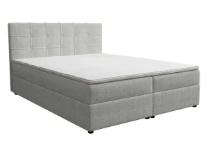 Cheap Set Bed Met Hoofdbord Met Capitons + Bedbodem Met Opbergruimte + Matras + Dekmatras - 180 X 200 Cm - Stof - Lichtgrijs - Kida Van Ysmee Boxspringbed
