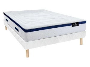 New Set Bedbodem En Matras Pocketveren En Vormgeheugen Met Textuur Marquis Van Dreamea - Dikte 30 Cm - 140 X 190 Cm - Blauw Set Matras En Lattenbodem