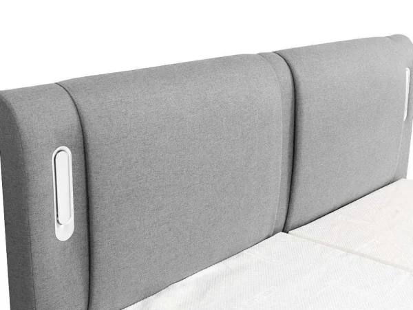 Discount Set Boxspring + Hoofdbord Met Ledlampjes + Elektrische Relaxbedbodems + Matras + Topmatras - 2 X 80 X 200 Cm - Grijze Stof - Astemi Van Elektrisch Relaxatiebed