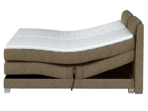 Cheap Set Boxspring Hoofdbord + Elektrische Bedbodem + Matras + Topmatras Castel Van - 2X90X200Cm - Beige Stof Tweepersoonsbed