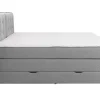 Sale Set Boxspring Met Hoofdbord + Bedbodems Met Opbergruimte + Matras + Dekmatras - 160 X 200 Cm - Lichtgrijze Stof - Perama Van Boxspringbed