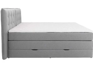 Sale Set Boxspring Met Hoofdbord + Bedbodems Met Opbergruimte + Matras + Dekmatras - 160 X 200 Cm - Lichtgrijze Stof - Perama Van Boxspringbed
