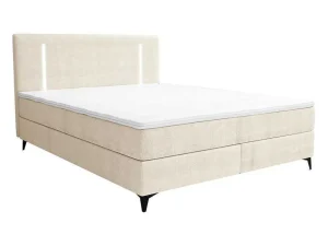 Cheap Set Boxspring Met Hoofdbord Met Ledverlichting + Bedbodem + Matras + Dekmatras - 160 X 200 Cm - Stof - Beige - Ono Van Ysmee Boxspringbed