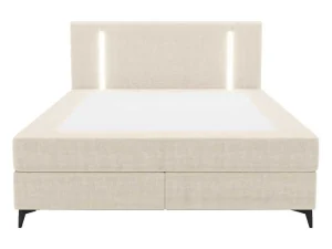 Cheap Set Boxspring Met Hoofdbord Met Ledverlichting + Bedbodem + Matras + Dekmatras - 160 X 200 Cm - Stof - Beige - Ono Van Ysmee Boxspringbed