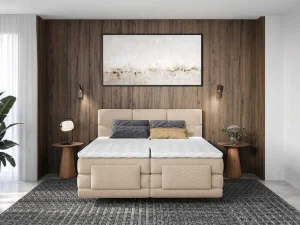 Hot Set Boxspringbed Met Hoofdbord Met Capitons + Elektrische Relaxbedbodems + Matras + Dekmatras - 2 X 80 X 200 Cm - Beige - Lodi Van Aanbiedingen: Slaapkamer & Kantoor