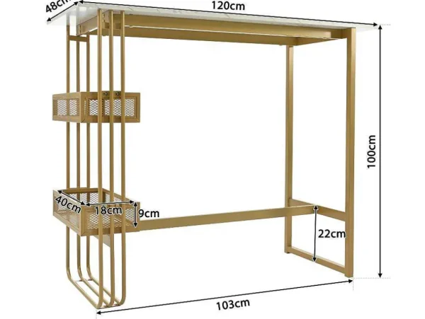 Best Sale Set "Eat Standing": Bartafel En 4 Krukken - Metalen Structuur - Goud Keukenmeubel