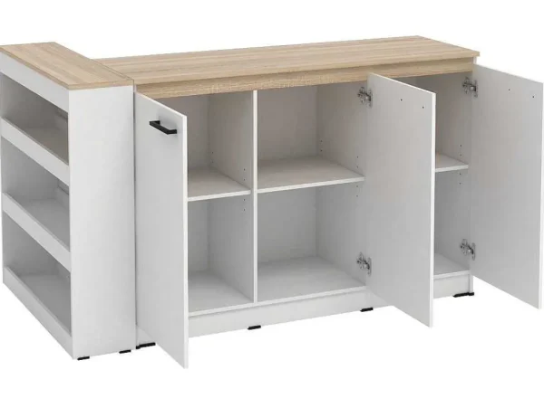 Sale Set Keukeneiland + 2 Krukken - Wit En Licht Naturel - Nusice Keukeneiland