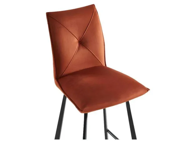 Sale Set Van 2 Barkrukken - Fluweel En Metaal - Terracotta - Indilane Barkruk