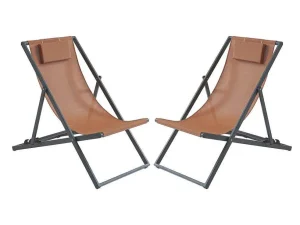 Sale Set Van 2 Chileense Ligstoelen Van Aluminium - Terracotta - Anilio Van Ligstoel