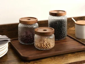 New Set Van 3 Conservepotten Voor Voedingswaren - 3 Afmetingen - Glas - Transparant - Festini Keukenaccessoire En -Opbergruimte