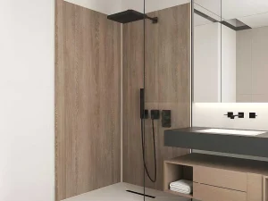 Hot Set Van 2 Douchewandpanelen Met Houteffect Van Aluminium Met Profielen - 2 X L90 X H210 Cm Eneko Douchewandpaneel