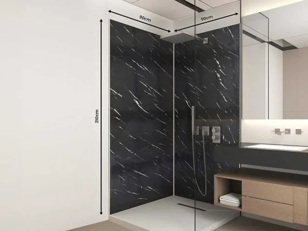 Cheap Set Van 2 Douchewandpanelen Met Marmereffect Van Aluminium Met Profielen - 2 X L90 X H210 Cm Eneko Douchewandpaneel