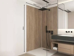 Hot Set Van 2 Douchewandpanelen Met Houteffect Van Aluminium Met Profielen - 2 X L90 X H210 Cm Eneko Douchewandpaneel