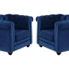 Online Set Van 2 Fauteuils Chesterfield - Fluweel - Konings Blauw Fauteuil Stof