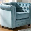 Flash Sale Set Van 2 Fauteuils Chesterfield - Fluweel - Pastel Blauw Fauteuil Stof Fluweel / Suedine