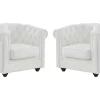 Best Set Van 2 Fauteuils Van Buffelleer Chesterfield - Wit Fauteuil Leer
