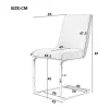 Store Set Van 4 Fluwelen Sledestoelen - Rugleuning Ruitpatroon - Onderstel Zilverkleurig Metaal - Beige Stoel