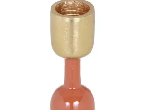Online Set Van 2 Geemailleerde Aluminium Kandelaars - H.26,5 Cm En H.22 Cm - Terracotta - Parina Kandelaar En Kaars