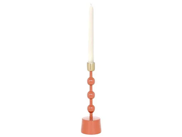 Online Set Van 2 Geemailleerde Aluminium Kandelaars - H.26,5 Cm En H.22 Cm - Terracotta - Parina Kandelaar En Kaars