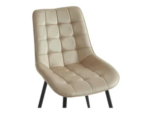 Cheap Set Van 6 Gewatteerde Stoelen - Velours En Zwart Metaal - Beige - Ollua Stoel