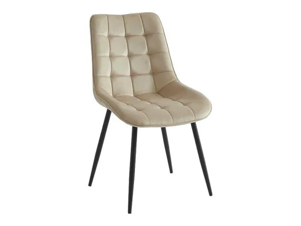 Cheap Set Van 6 Gewatteerde Stoelen - Velours En Zwart Metaal - Beige - Ollua Stoel