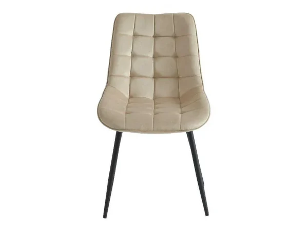 Cheap Set Van 6 Gewatteerde Stoelen - Velours En Zwart Metaal - Beige - Ollua Stoel
