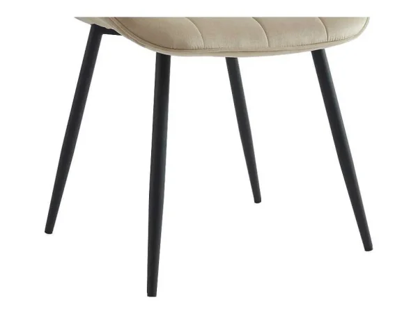 Cheap Set Van 6 Gewatteerde Stoelen - Velours En Zwart Metaal - Beige - Ollua Stoel