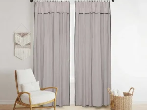 Best Set Van 2 Gordijnen Van Katoen En Linnen - 140 X 280 Cm - Taupegrijs - Borina Aanbiedingen: Woonaccessoires
