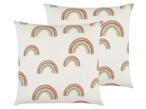 Fashion Set Van 2 Katoenen Regenboogkussens - 45 X 45 Cm - Veelkleurig - Archy Huistextiel