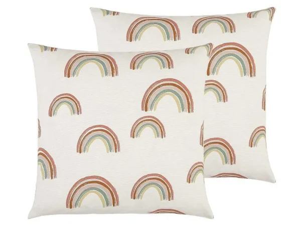 Fashion Set Van 2 Katoenen Regenboogkussens - 45 X 45 Cm - Veelkleurig - Archy Huistextiel