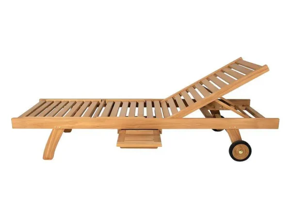 Flash Sale Set Van 2 Ligbedden Met Verschillende Standen In Teak - Licht Hout - Byblos Ii Van Ligstoel