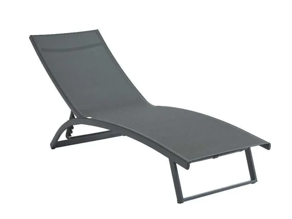 Best Set Van 2 Ligstoelen Met Verschillende Standen Van Aluminium En Textileen - Antraciet - Saranda Van Ligstoel