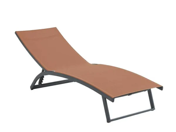 Clearance Set Van 2 Ligstoelen Met Verschillende Standen Van Aluminium En Textileen - Terracotta - Saranda Van Ligstoel