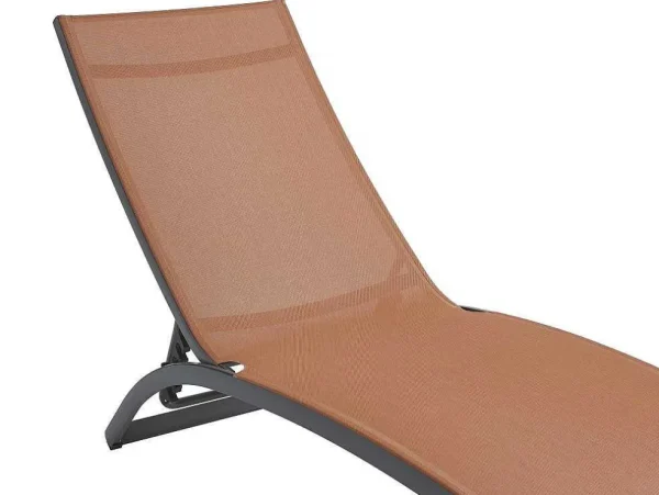 Clearance Set Van 2 Ligstoelen Met Verschillende Standen Van Aluminium En Textileen - Terracotta - Saranda Van Ligstoel