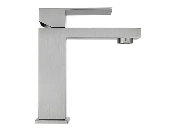 Outlet Set Van 2 Mechanische Mengkranen Met Vierkante Vorm Van Roestvrij Staal - Geborsteld Nikkelkleurig - H17,3 Cm - Canilas Kraan